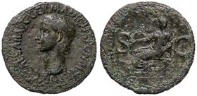 ROMANE IMPERIALI - Caligola (37-41) - Asse - Testa a s. /R Vesta seduta a s. con patera e scettro C. 27; RIC 38 (AE g. 9,27)
BB
