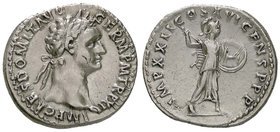 ROMANE IMPERIALI - Domiziano (81-96) - Denario - Busto laureato a d. /R Minerva stante a d. con lancia e scudo C. 280 (AG g. 3,48)
qSPL
