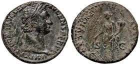 ROMANE IMPERIALI - Domiziano (81-96) - Asse - Busto laureato a d. con l'egida /R La Fortuna stante a s. con timone e cornucopia C. 131 (AE g. 10,62)
...