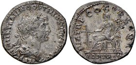 ROMANE IMPERIALI - Traiano (98-117) - Denario - Busto drappeggiato a d. /R La Fortuna seduta a s. con timone e cornucopia C. 149; RIC 308 (AG g. 3,05)...