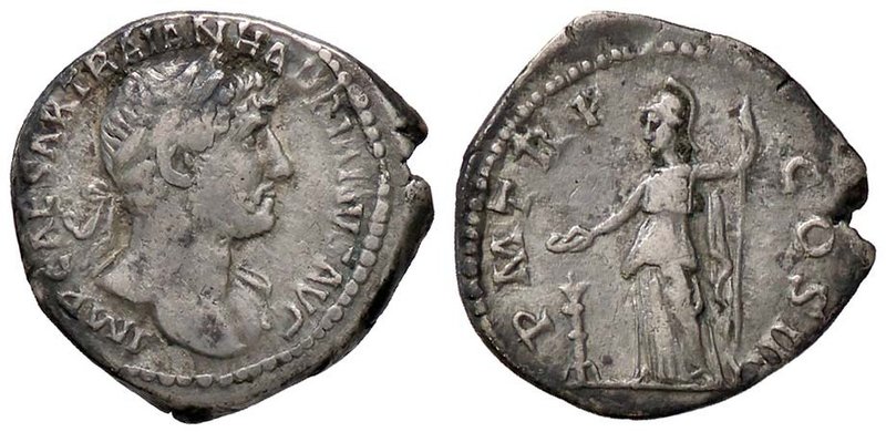 ROMANE IMPERIALI - Adriano (117-138) - Denario - Busto laureato e drappeggiato a...