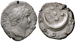 ROMANE IMPERIALI - Adriano (117-138) - Denario - Testa laureata a d. /R Sette stelle su crescente C. 465; RIC 202 (AG g. 2,45)
BB+