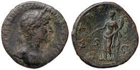 ROMANE IMPERIALI - Adriano (117-138) - Asse - Busto laureato a d. /R La Pace stante a s. con ramo d'ulivo e cornucopia C. 1141 (AE g. 10,38)
qBB