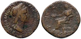 ROMANE IMPERIALI - Sabina (moglie di Adriano) - Asse - Busto drappeggiato e diademato a d. /R La Pietà seduta a s. con patera e scettro C. 49 (AE g. 9...