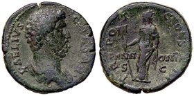 ROMANE IMPERIALI - Elio (136-138) - Asse - Testa a d. /R La Pannonia stante di fronte con la testa a s. con uno stendardo nella mano d. e si alza la v...