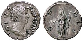 ROMANE IMPERIALI - Faustina I (moglie di A. Pio) - Denario - Busto drappeggiato e diademato a d. /R Cerere stante a s. con spighe e torcia C. 136; RIC...