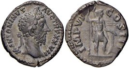 ROMANE IMPERIALI - Marco Aurelio (161-180) - Denario - Testa laureata a d. /R Marte stante a d. con lancia e scudo C. 292; RIC 276 (AG g. 3,5)
SPL/qS...