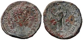 ROMANE IMPERIALI - Marco Aurelio (161-180) - Sesterzio - Testa laureata a d. /R La Felicità stante a s. con caduceo e scettro C. 186; RIC 1239 (AE g. ...