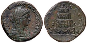 ROMANE IMPERIALI - Faustina II (moglie di M. Aurelio) - Sesterzio - Busto velato a d. /R Pira a cinque stadi sormontata da Faustina in quadriga C. 80 ...