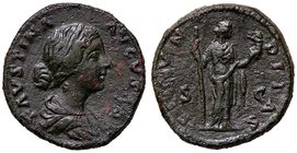 ROMANE IMPERIALI - Faustina II (moglie di M. Aurelio) - Asse - Busto drappeggiato a d. /R La Fecondità stante a d. con scettro e infante C. 101 (AE g....
