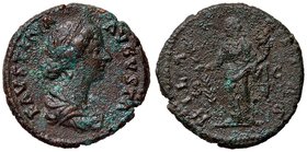 ROMANE IMPERIALI - Faustina II (moglie di M. Aurelio) - Asse - Busto drappeggiato a d. /R La Gioia stante a d. con palma e cornucopia C. 113 (AE g. 9,...