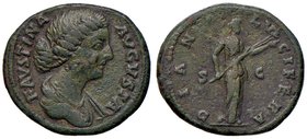 ROMANE IMPERIALI - Faustina II (moglie di M. Aurelio) - Asse - Busto drappeggiato a d. /R Diana stante a d. con torcia accesa C. 89 (AE g. 10,02)
BB+