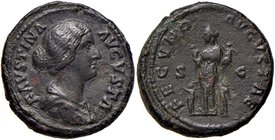ROMANE IMPERIALI - Faustina II (moglie di M. Aurelio) - Asse - Busto drappeggiato a d. /R La Fecondità stante a s. con due bambini tra le braccia ed a...