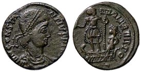 ROMANE IMPERIALI - Costanzo II (337-361) - Maiorina - Busto drappeggiato e corazzato a d. /R Costanzo su barca a s. con labaro e globo sormontato da u...