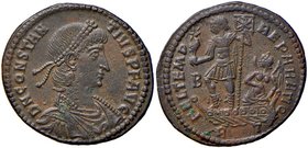 ROMANE IMPERIALI - Costanzo II (337-361) - Maiorina - Busto laureato e drappeggiato a d. /R Costanzo su barca a s. con labaro e globo sormontato da un...