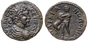 ROMANE PROVINCIALI - Settimio Severo (193-211) - AE 19 (Marcianopoli - Moesia Inferiore) - Busto laureato e drappeggiato a d. /R Ercole a s. combatte ...