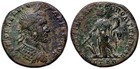 ROMANE PROVINCIALI - Macrino (217-218) - AE 24 (Nicopoli ad Istrum) - Busto laureato e corazzato a d. /R La Fortuna stante a s. con timone e cornucopi...