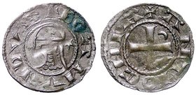 LE CROCIATE - ANTIOCHIA - Boemondo III (1149-1201) - Denaro - Busto di fronte tra stella e crescente /R Croce, nel II quarto crescente NC (AG g. 0,77)...
