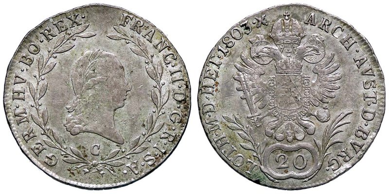 ESTERE - AUSTRIA - Francesco II (1792-1806) - 20 Kreuzer 1803 C Kr. 2139 AG
BB+