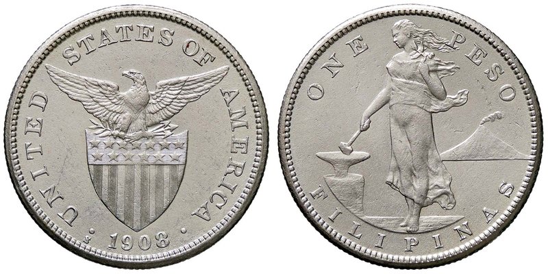 ESTERE - FILIPPINE - Repubblica - Peso 1908 S Kr. 172 AG
SPL