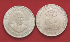 ESTERE - FILIPPINE - Repubblica - Peso 1961 - 100° Anniversario della nascita di Jose Rizal Kr. 192 AG Assieme a 25 piso 1976 - Lotto di 2 monete
SPL...
