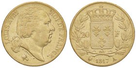 ESTERE - FRANCIA - Luigi XVIII (1814-1824) - 20 Franchi 1817 A Kr. 712.1 AU
BB/BB+