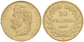 ESTERE - FRANCIA - Luigi Filippo I (1830-1848) - 20 Franchi 1838 A Kr. 750.1 AU
BB+