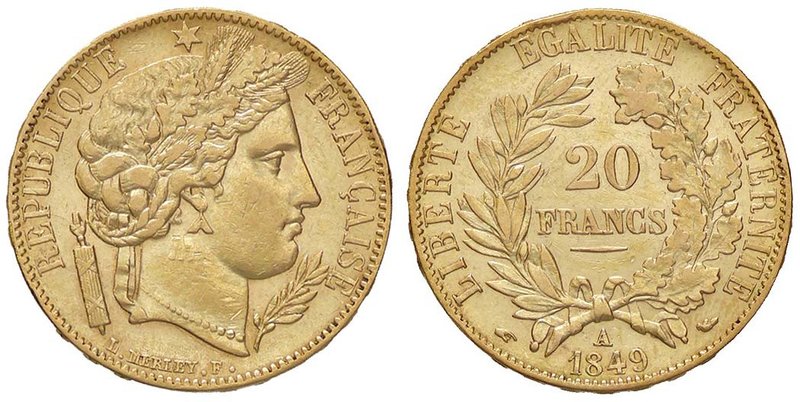 ESTERE - FRANCIA - Seconda Repubblica (1848-1852) - 20 Franchi 1849 A Kr. 762 NC...