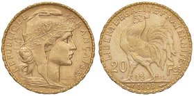 ESTERE - FRANCIA - Terza Repubblica (1870-1940) - 20 Franchi 1909 Kr. 847 AU
SPL+