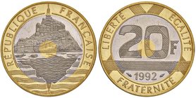 ESTERE - FRANCIA - Quinta Repubblica (1959) - 20 Franchi 1992 - Mont Saint-Michel Gad. 871 (AU-AG g. 16,52)
SPL-FDC