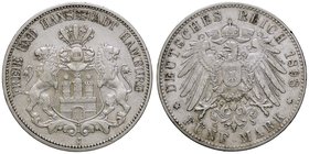 ESTERE - GERMANIA - AMBURGO - Città Libera - 5 Marchi 1898 J Kr. 293 AG
bel BB