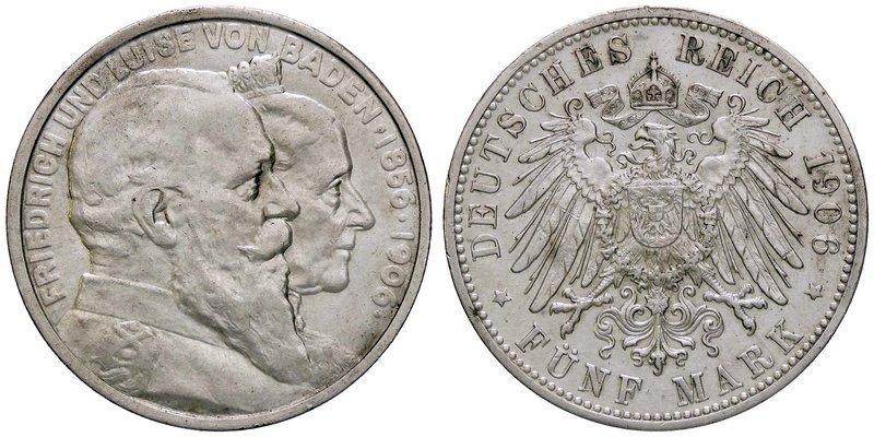 ESTERE - GERMANIA - BADEN - Federico I Gran Duca (1856-1907) - 5 Marchi 1906 Kr....