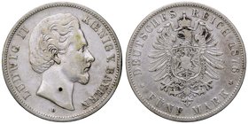 ESTERE - GERMANIA - BAVIERA - Ludwig II (1864-1886) - 5 Marchi 1876 D Kr. 502 AG
qBB