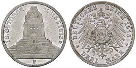 ESTERE - GERMANIA - SASSONIA - Federico Augusto III (1904-1918) - 3 Marchi 1913 E - Centenario battaglia di Lipsia Kr. 200 AG
BB-SPL