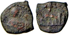 ZECCHE ITALIANE - BARI - Ruggero II (1127-1154) - Follaro - San Demetrio nimbato stante di fronte con lancia /R Legenda cufica MIR 133 RR (AE g. 1,48)...