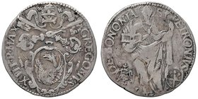 ZECCHE ITALIANE - BOLOGNA - Gregorio XIII (1572-1585) - Gregorio - Stemma ovale in cornice /R San Petronio CNI 29; Munt. 361 RR (AG g. 3,3)
qBB