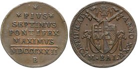 ZECCHE ITALIANE - BOLOGNA - Pio VII (1800-1823) - Mezzo baiocco 1822 A. XXII Pag. 103a; Mont. 134 R CU
BB+