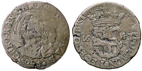 SAVOIA - Carlo Emanuele II, reggenza (1638-1648) - 5 Soldi 1647 - Busti del Duca e della Reggente accollati a d. /R Stemma semplice in cartella corona...