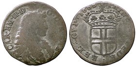 SAVOIA - Carlo Emanuele II, secondo periodo (1648-1675) - 5 Soldi 1668 MIR 824c NC MI
B/MB