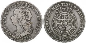 SAVOIA - Carlo Emanuele III (1730-1773) - Scudo 1758 CNI 155; Mont. 167 R AG
qBB/BB