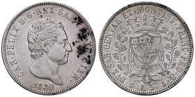 SAVOIA - Carlo Felice (1821-1831) - 5 Lire 1830 G Pag. 78; Mont. 71 AG Incrostazioni al D/
BB-SPL