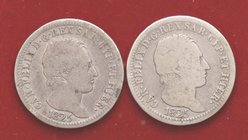SAVOIA - Carlo Felice (1821-1831) - Lira 1825 e 1826 G AG Lotto di 2 monete
med. MB