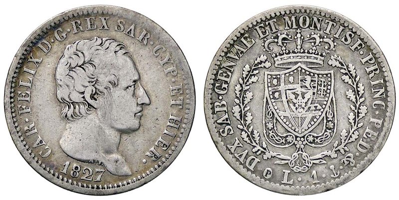 SAVOIA - Carlo Felice (1821-1831) - Lira 1827 G Pag. 101; Mont. 96 AG
MB-BB