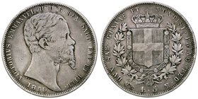 SAVOIA - Vittorio Emanuele II (1849-1861) - 5 Lire 1850 G Pag. 370; Mont. 41 R AG Colpetto
qBB
