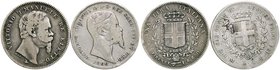 SAVOIA - Vittorio Emanuele II (1849-1861) - Lira 1860 M Pag. 416; Mont. 90 AG Assieme a lira 1860 F (Mont. 117) - Lotto di 2 monete
med. MB