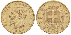 SAVOIA - Vittorio Emanuele II Re d'Italia (1861-1878) - 20 Lire 1862 T Pag. 456; Mont. 132 AU
qSPL