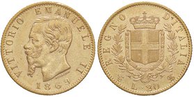 SAVOIA - Vittorio Emanuele II Re d'Italia (1861-1878) - 20 Lire 1869 T Pag. 463; Mont. 139 AU
SPL/FDC