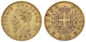 SAVOIA - Vittorio Emanuele II Re d'Italia (1861-1878) - 10 Lire 1865 T Pag. 478; Mont. 158 RR AU
MB-BB