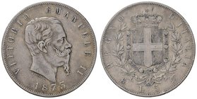 SAVOIA - Vittorio Emanuele II Re d'Italia (1861-1878) - 5 Lire 1873 M Pag. 496; Mont. 180 AG Colpetto al ciglio
BB