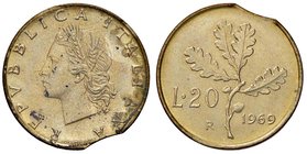 REPUBBLICA ITALIANA - Repubblica Italiana (monetazione in lire) (1946-2001) - 20 Lire 1969 BT Conio tranciato
qFDC